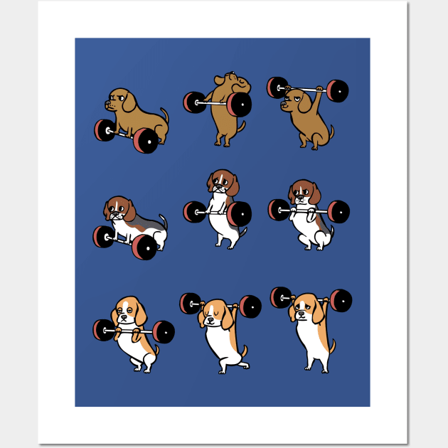 Olympic Lifting Beagles Wall Art by huebucket